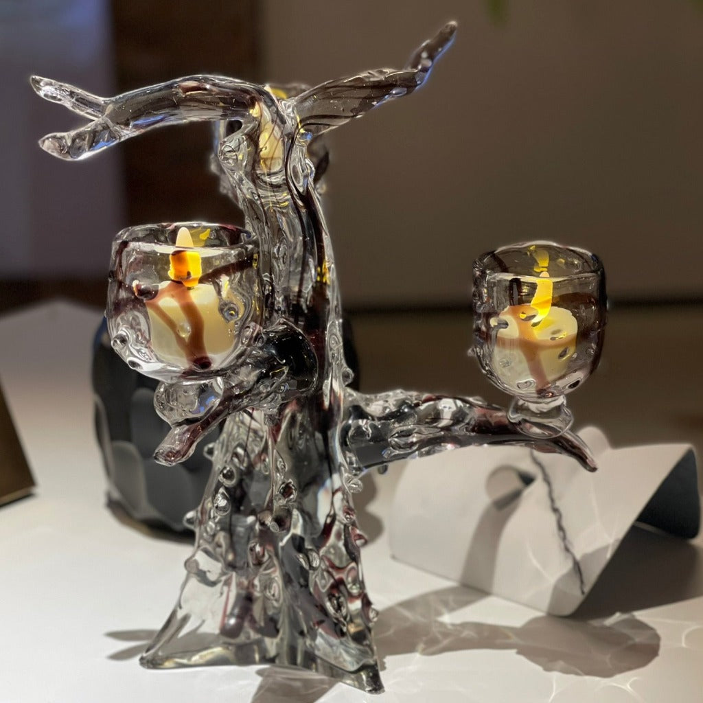 Transparant Black Murano Glass Candelabra by Aristide Najean