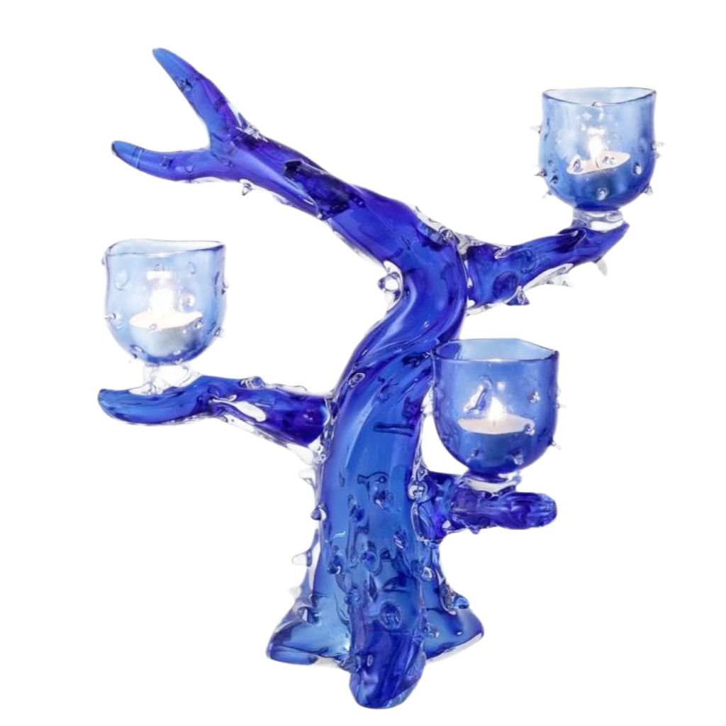 Murano Glass Candelabra in Cobalt Blue by Aristide Najean