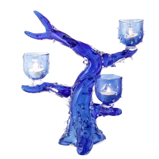 Candelabro in vetro di Murano in blu cobalto di Aristide Najean