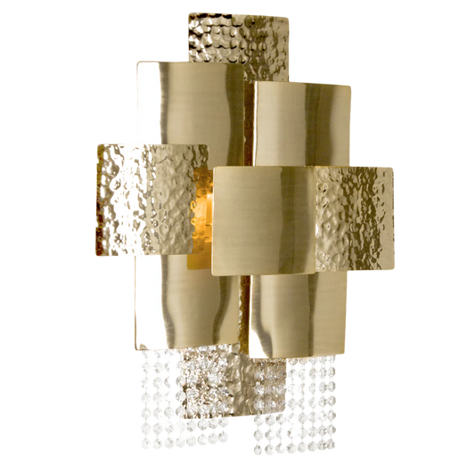 Hand-made crafted bespoke ceiling lamp chandelier suspension gold plated brass modern squares 